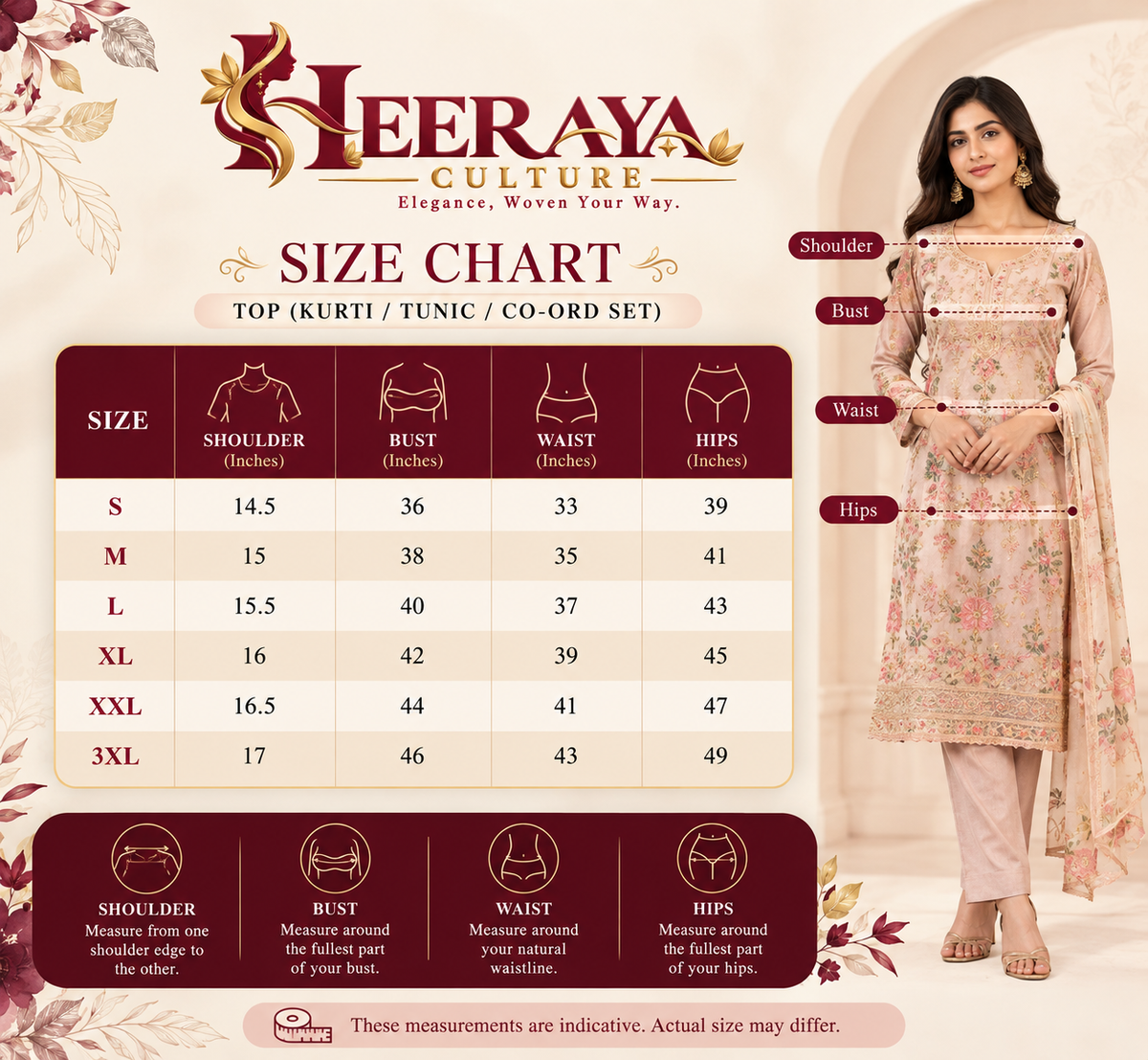 Co-ord Sets size chart