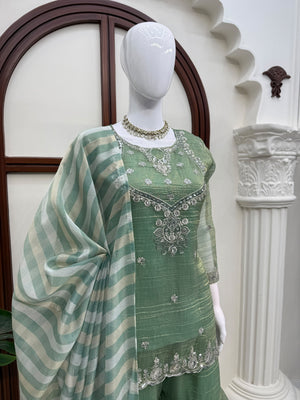 Pista Green Salsa Silk Sharara Suit Set - photo 3