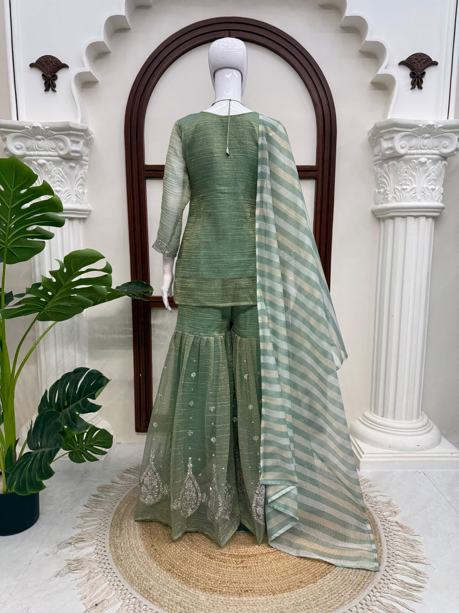 Pista Green Salsa Silk Sharara Suit Set - photo 4