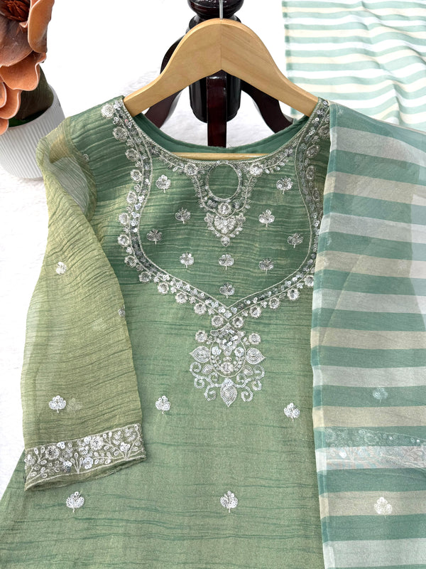 Pista Green Salsa Silk Sharara Suit Set - photo 7