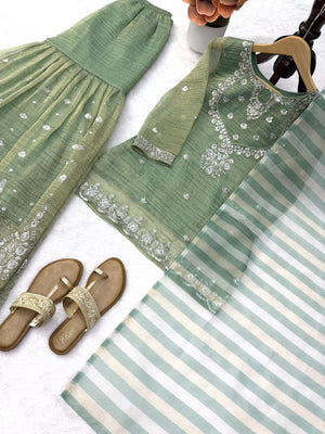 Pista Green Salsa Silk Sharara Suit Set - photo 5