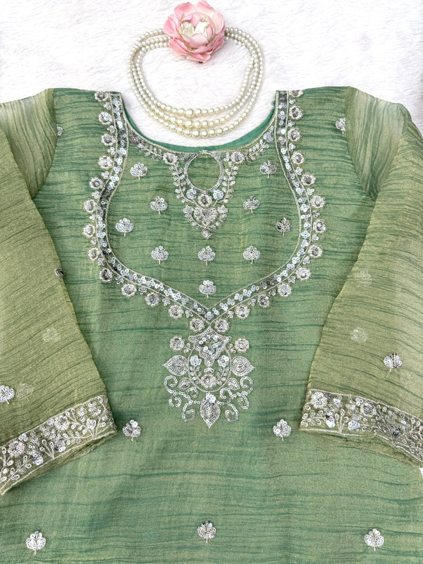 Pista Green Salsa Silk Sharara Suit Set - photo 6