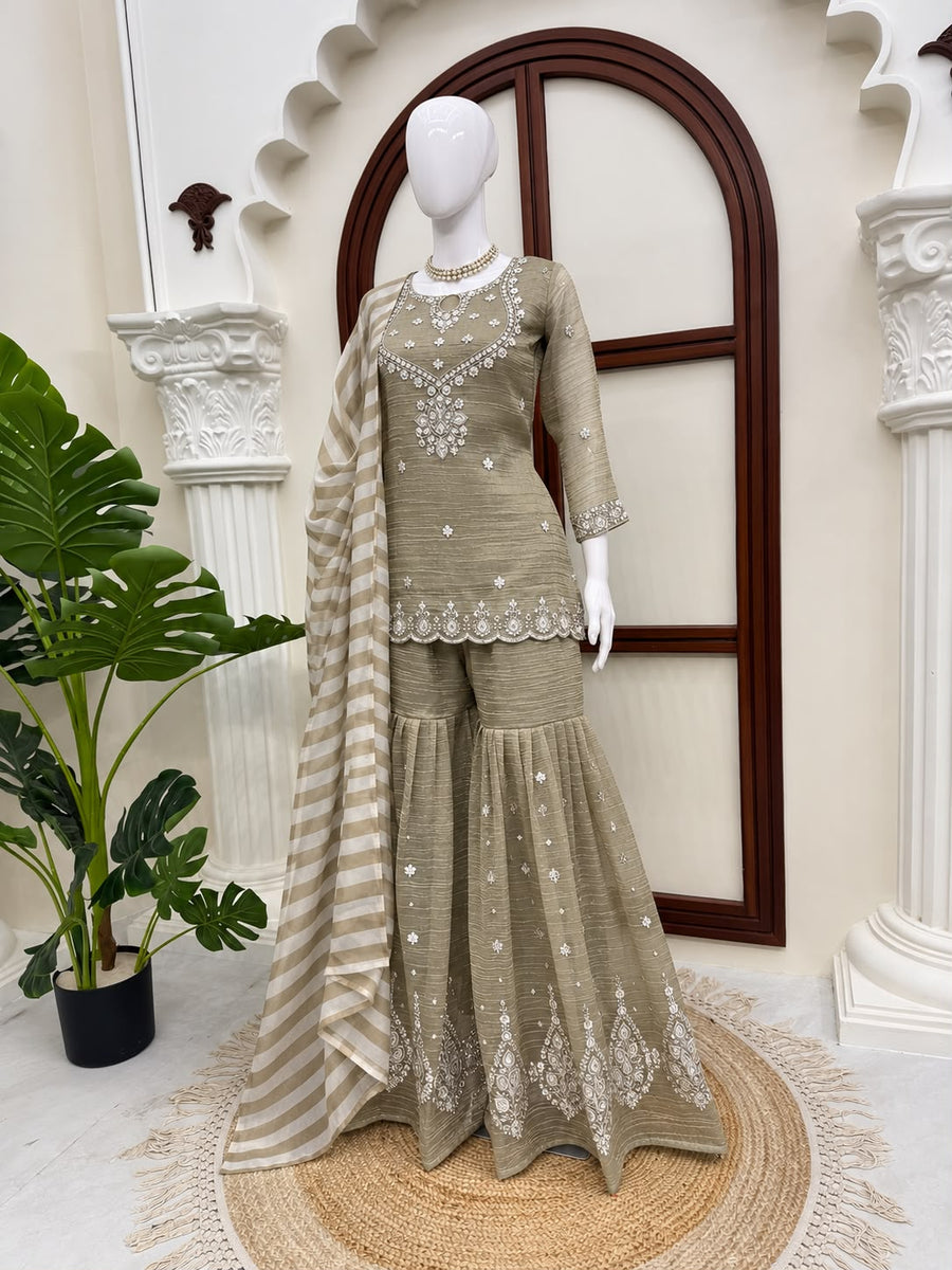 Olive Green Sharara Suit Set - photo 2