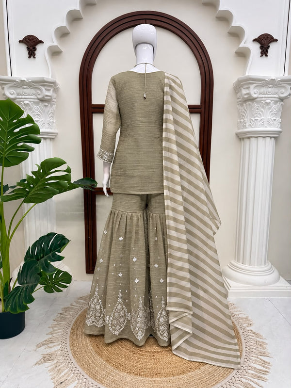Olive Green Sharara Suit Set - photo 3