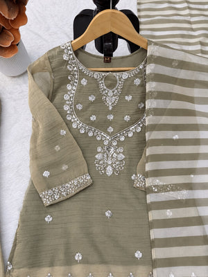 Olive Green Sharara Suit Set - photo 5