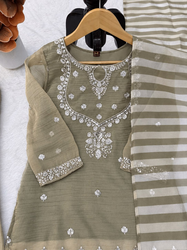 Olive Green Sharara Suit Set - photo 5