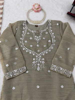 Olive Green Sharara Suit Set - photo 4