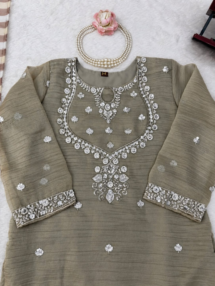 Olive Green Sharara Suit Set - photo 4
