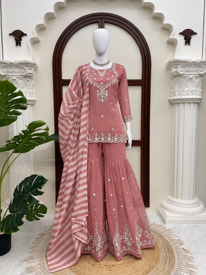 Mauve Salsa Silk Sharara Suit Set - photo 3