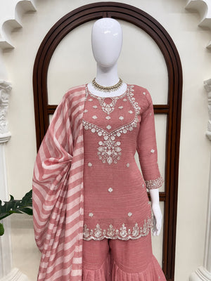 Mauve Salsa Silk Sharara Suit Set - photo 2