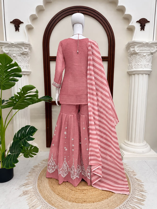 Mauve Salsa Silk Sharara Suit Set - photo 4
