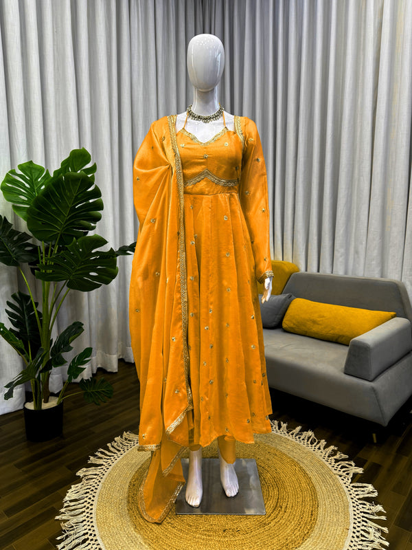 Fendy Silk Anarkali Suit Set with Sequin Embroidery