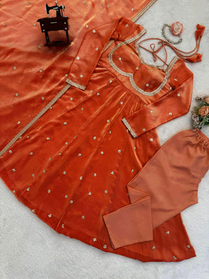 Fendy Silk Anarkali Suit Set with Sequin Embroidery
