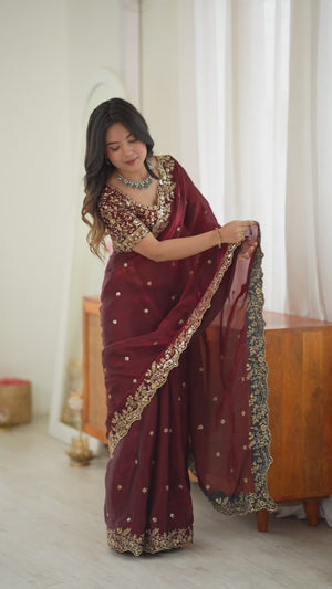 Heavy Fendy Silk Designer Saree with Thread
